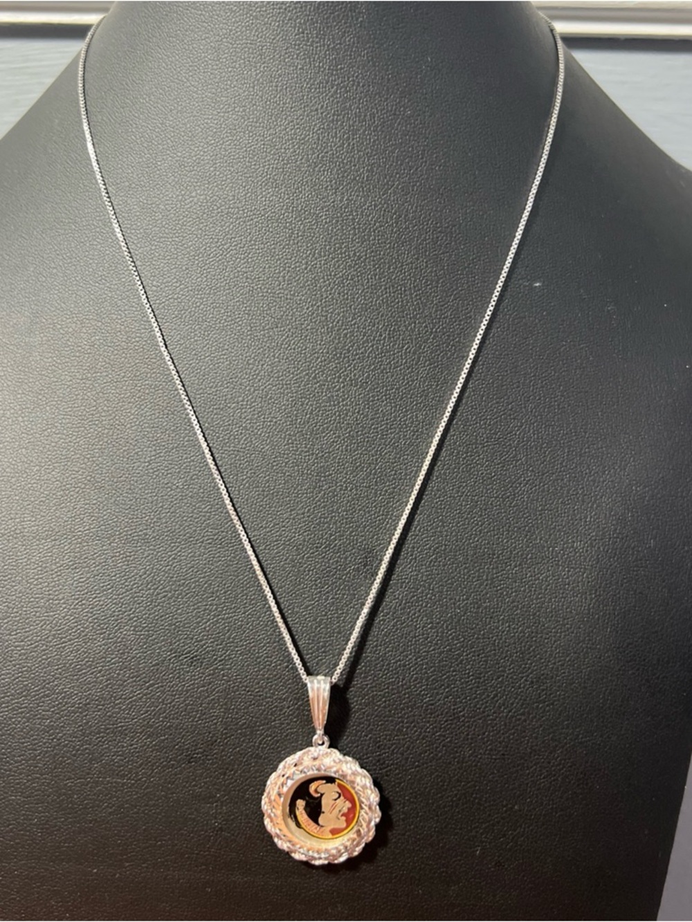 18” .925 Necklace .999 Silver Pendant Florida St University Seminole Team Logo